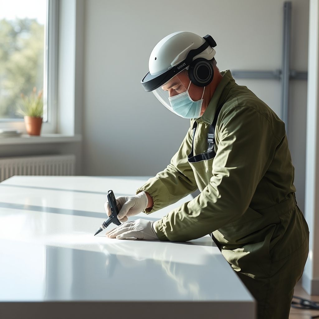 Un professionnel équipé nettoie rapidement une surface vitrée avec efficacité, sous une lumière naturelle valorisant la propreté des locaux.
